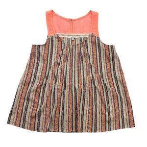 Miss Me Tank Top Womens Medium M Pink Beige Striped Sleeveless Lightweight